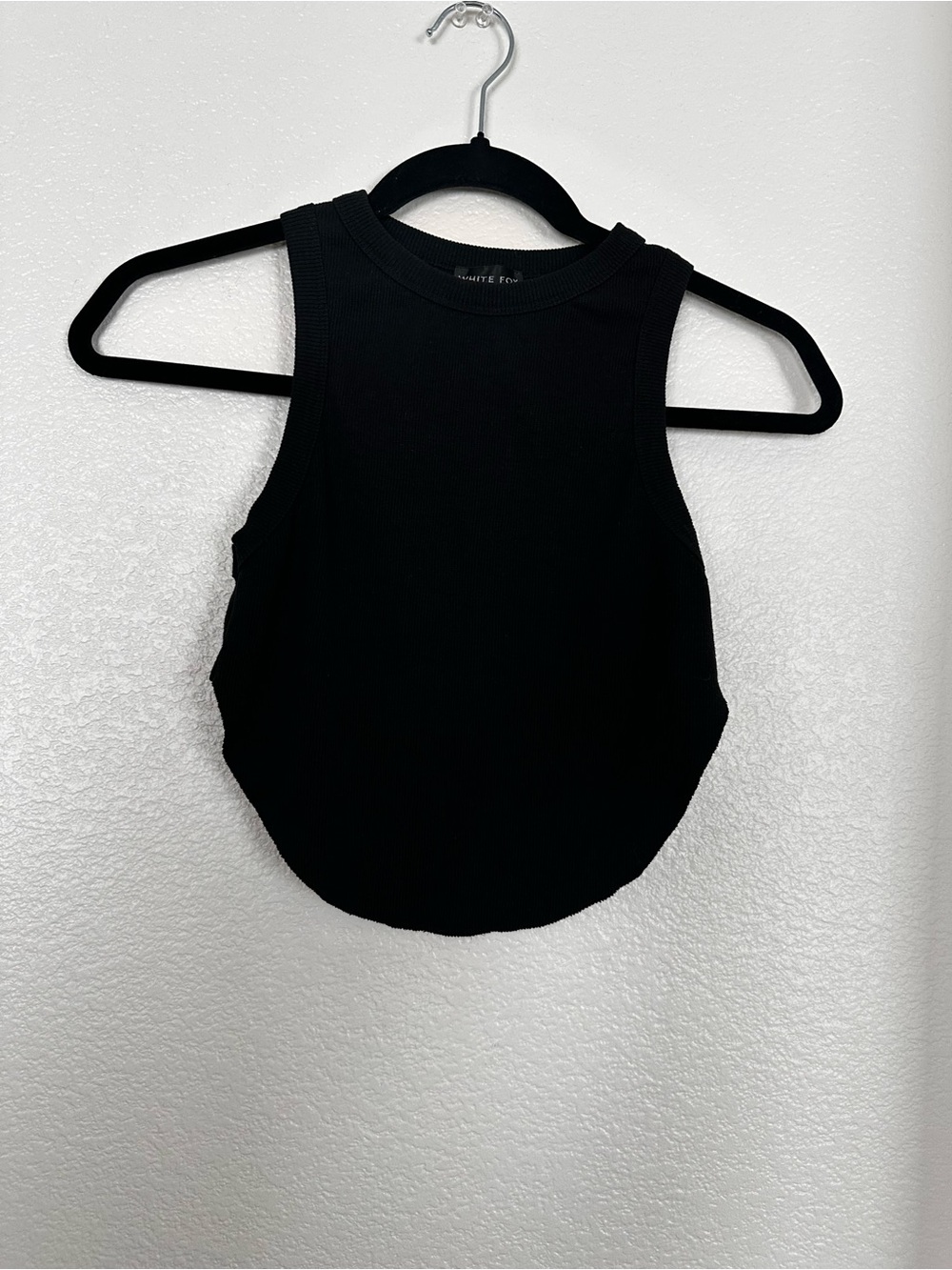 White Fox Boutique Black Ribbed Cropped Tank Top